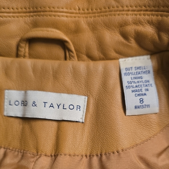 Lord & Taylor Tan Leather Jacket and Skirt - Picture 10 of 14